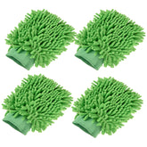 Kuber Industries Gloves | Microfiber Cleaning Gloves | Chenille Mitts for Kitchen | 50 GSM Hand Duster for Kitchen | Hand Gloves for Car | Duster for Glass | Pack of 4 | Green